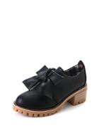 Romwe Bow Tie Pu Chunky Platform Shoes