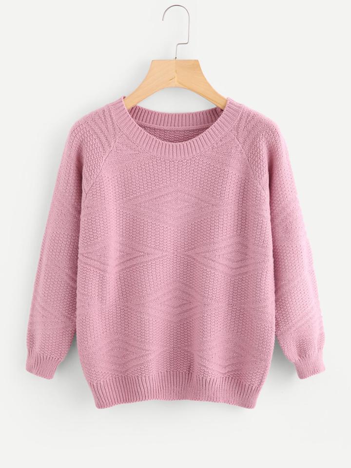 Romwe Ribbed Trim Raglan Sleeve Sweater