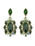 Romwe Green Imitation Gemstone Drop Stone Earrings