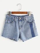Romwe Color Block Raw Hem Shorts