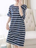 Romwe Penguin Patched Striped Night Dress