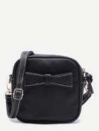 Romwe Black Faux Leather Bow Mini Crossbody Bag