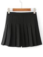 Romwe Pleated A Line Skirt