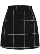 Romwe Black Plaid Mini Skirt