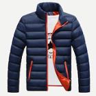 Romwe Men Stand Neck Solid Padded Coat