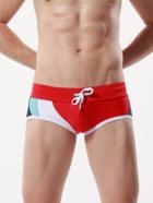 Romwe Men Cut And Sew Panel Swim Briefs