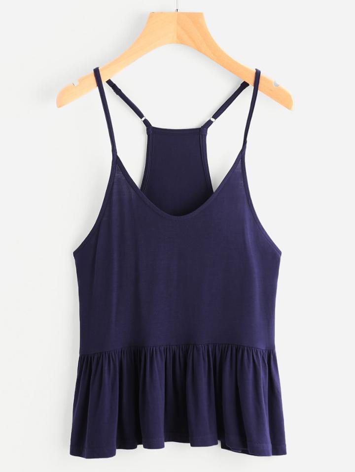 Romwe Ruffle Hem Racerback Cami Top