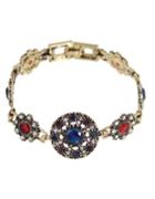 Romwe Atgold Rhinestone Wrap Stone Bracelet
