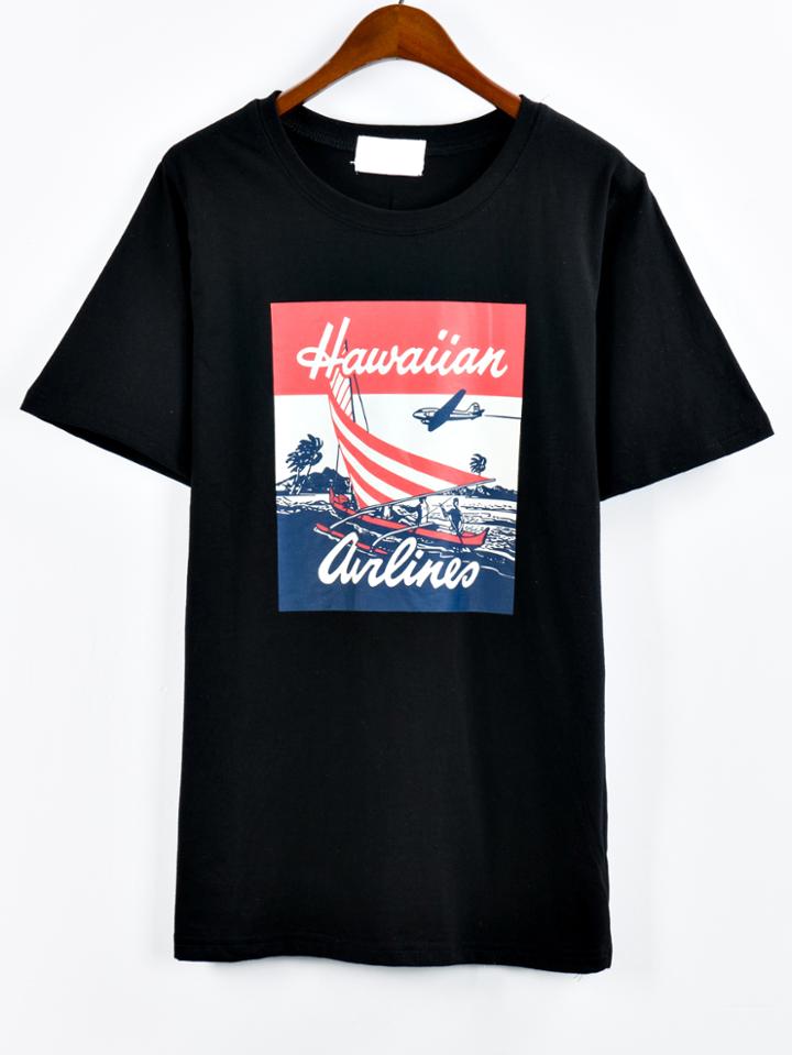 Romwe Black Graphic Print T-shirt