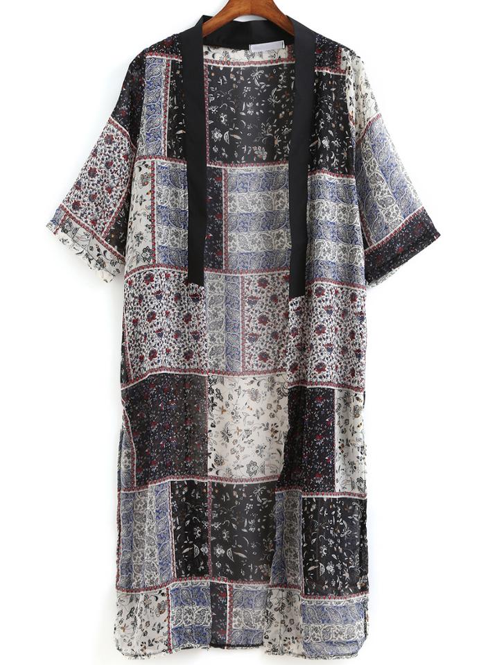 Romwe Tribal Print Chiffon Long Top