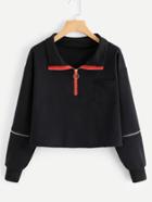 Romwe Zip Detail Sleeve Sweatshirt
