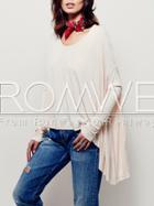 Romwe Apricot Batwing Sleeve Asymmetric T-shirt