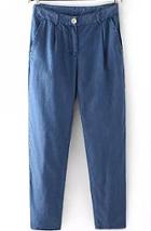 Romwe With Pockets Denim Loose Pant