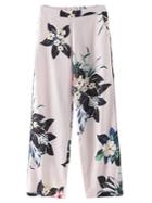 Romwe Multicolor Elatsic Waist Pockets Floral Print Pants