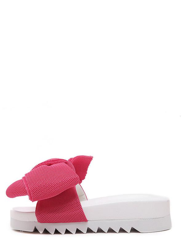 Romwe Red Bow-tie Platform Slippers