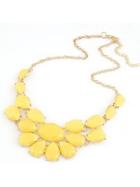 Romwe Yellow Drop Gemstone Necklace