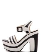 Romwe Black White Contrast Buckle Platform Heels