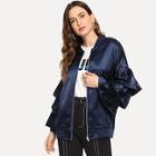 Romwe Layered Sleeve Solid Jacket