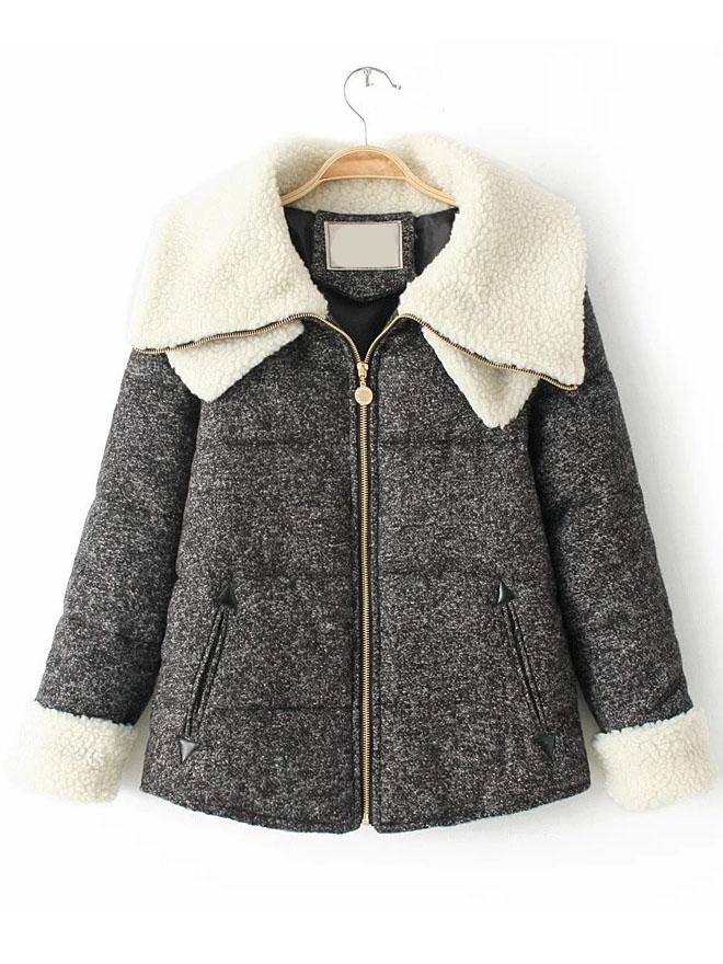 Romwe Double Lapel Zipper Black Coat