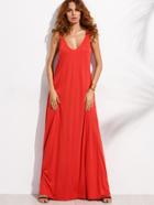 Romwe Double Deep V-cut Full Length Dress