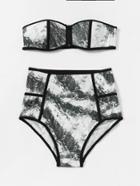 Romwe Contrast Binding Bandeau High Waist Bikini Set