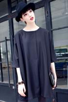 Romwe Overlap Front Black Dress