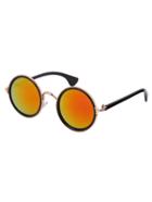 Romwe Gold Frame Round Red Lens Retro Style Sunglasses