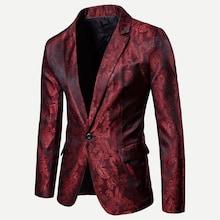 Romwe Men Jacquard Single Button Blazer
