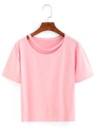 Romwe Strappy Neck Plain T-shirt