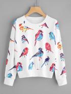 Romwe Allover Bird Print Random Sweatshirt