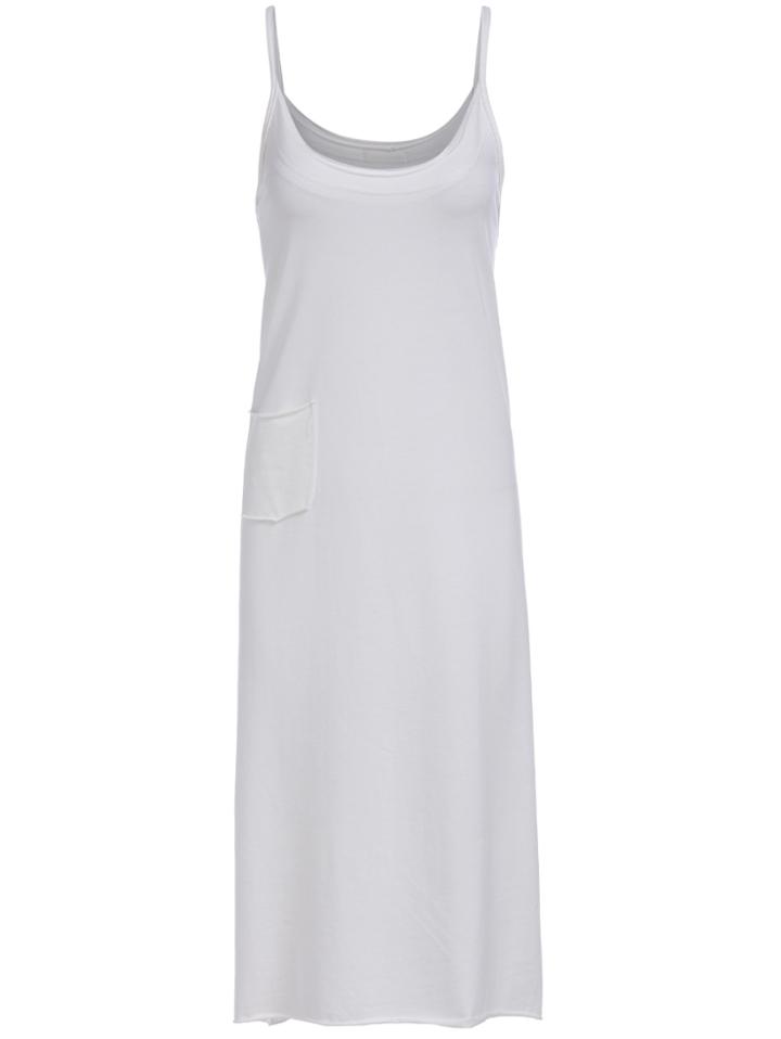 Romwe Spaghetti Strap Pockets Maxi White Dress