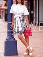 Romwe White Pockets Blouse With Bow Tie Waist