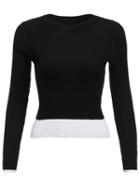 Romwe Contrast Hem Slim Black Sweater