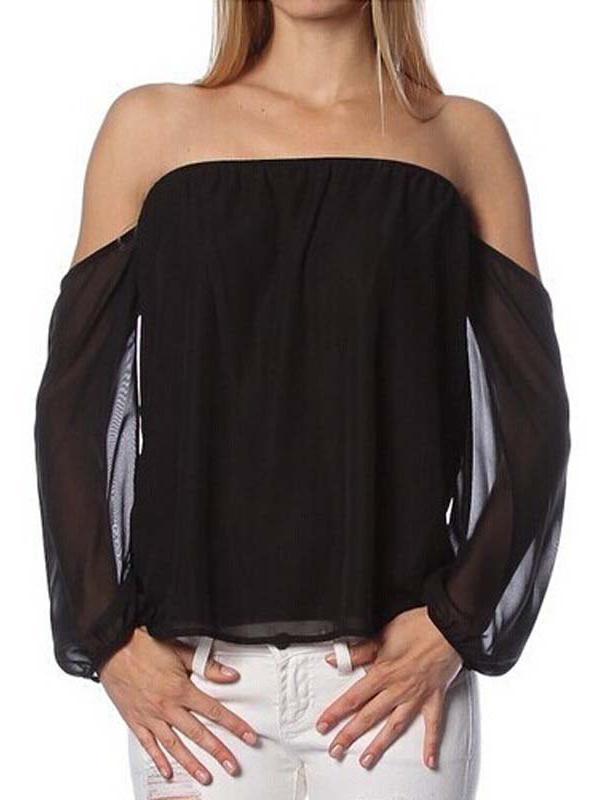 Romwe Black Off The Shoulder Blouse