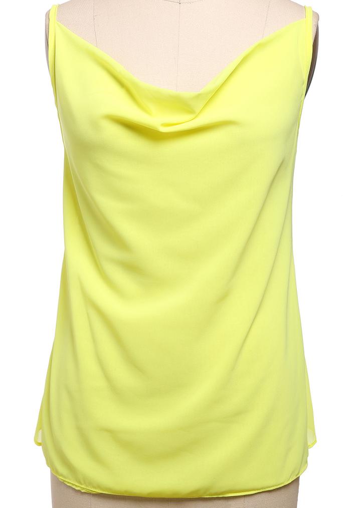Romwe Spaghetti Strap Cross Back Chiffon Yellow Vest