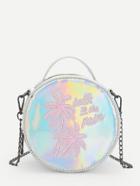 Romwe Plam Tree Embroidery Round Chain Bag