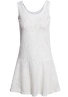 Romwe Sleeveless Embroidered Lace White Dress
