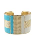 Romwe Blue-w Steampunk Cuff Bracelets Bangles