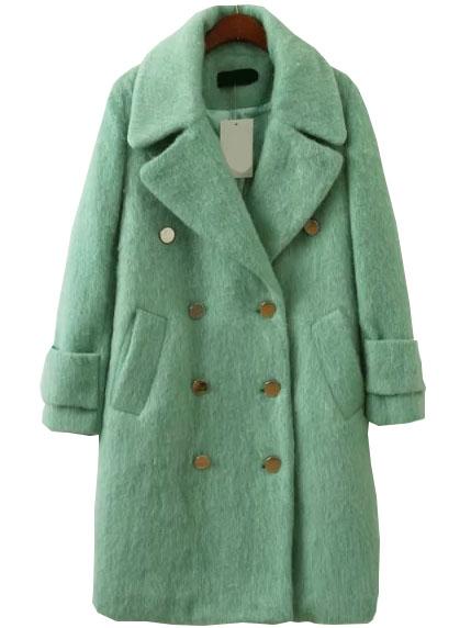 Romwe Lapel Double Breasted Long Cocoon Coat