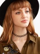 Romwe Metal Cross Pendant Elastic Choker Necklace