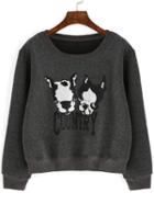 Romwe Dog Print Grey Sweatshirt