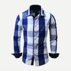 Romwe Guys Embroidery Detail Roll-up Sleeve Plaid Shirt