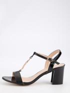 Romwe T-strap Block Heel Sandals - Black