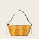 Romwe Snakeskin Print Shoulder Bag With Chain