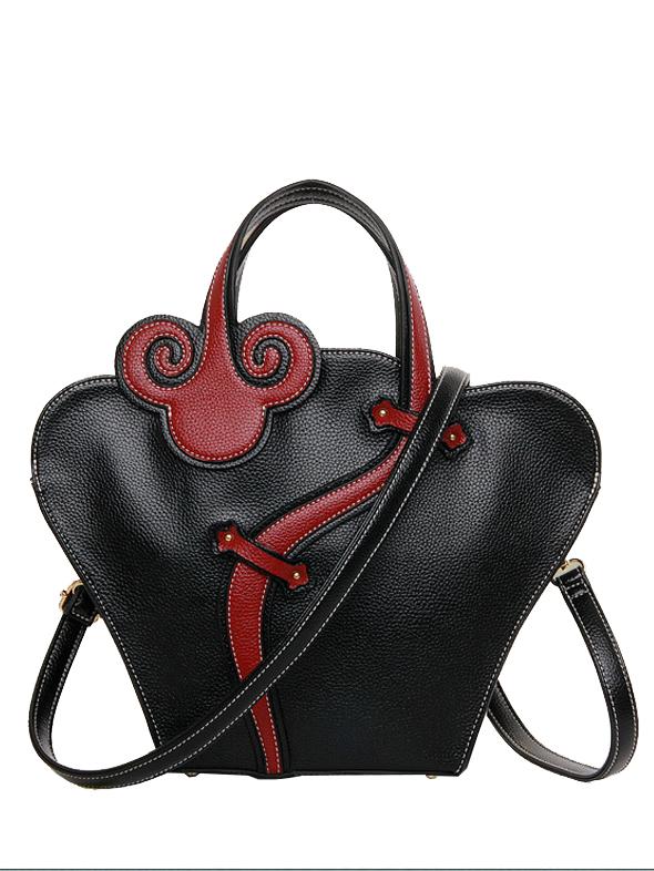 Romwe Propitious Clouds Handle Shoulder Bag - Black