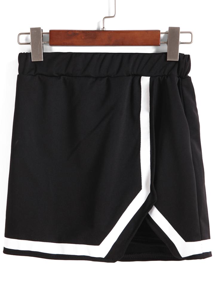 Romwe Contrast Edge Asymmetrical Shorts