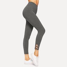 Romwe Lattice Hem Empire Leggings