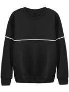 Romwe Black Contrast Trim Sweatshirt