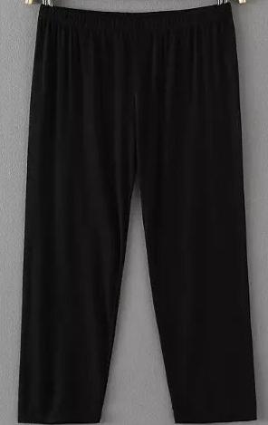 Romwe Elastic Waist Loose Black Leggings