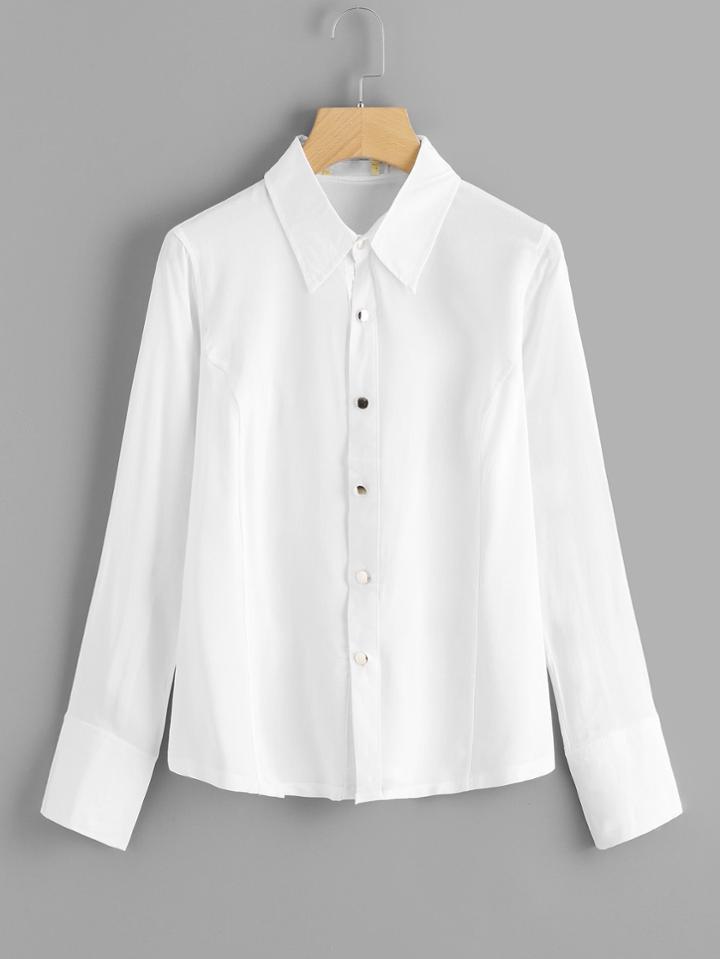 Romwe Single Breasted Zip Detail Shirt